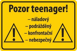 Vtipná cedulka: Pozor teenager!